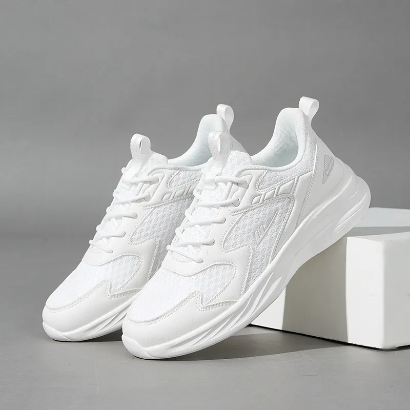 Warrior Cushioning, Slip Resistant, And Abrasion Resistant Low Top Casual Running Shoes Men's White-5