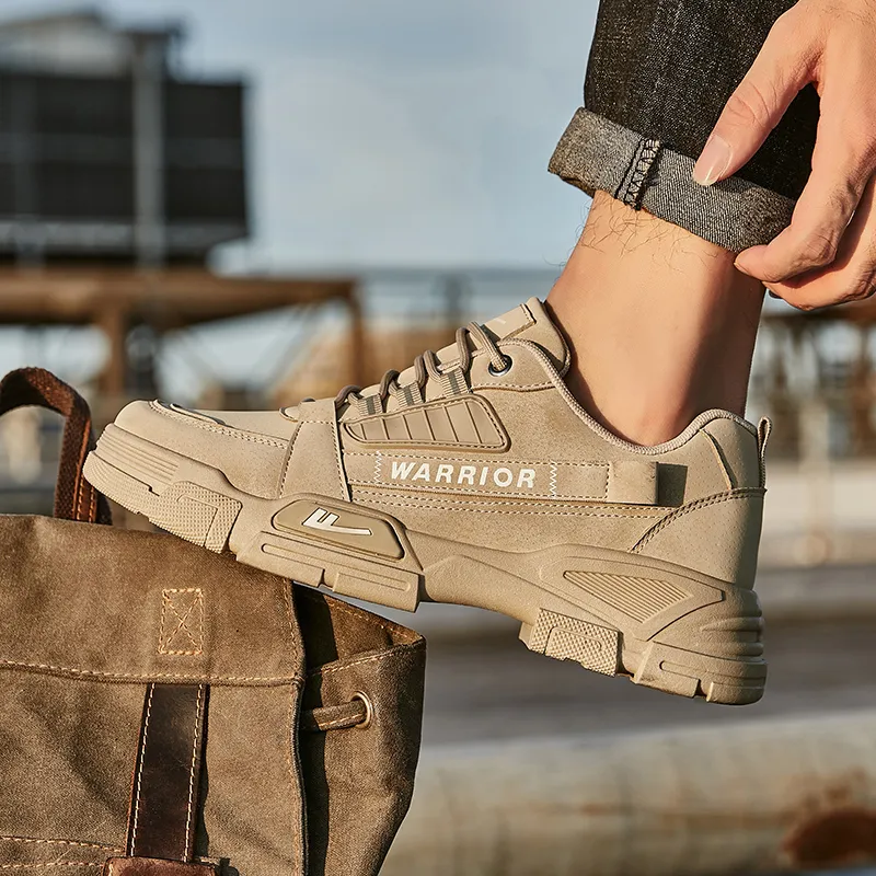 Warrior Cushioning Anti Slip And Wear Resistant Support Lightweight Low Top Outdoor Shoes Men's Khaki-5