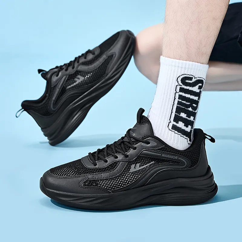 Warrior Wear resistant, Lightweight, Breathable, And Non slip. Low Top Casual Shoes Men's All Black-8