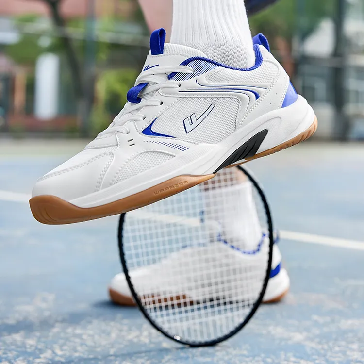 Warrior Wear resistant Lightweight Breathable And Non slip. Low Top Badminton Shoes Men's White Blue-8