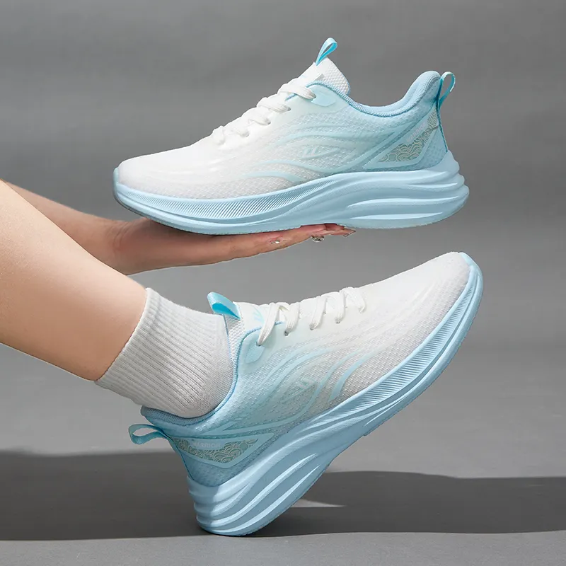 Warrior Rebound Abrasion Resistant Lightweight Breathable Slip Resistant Low Top Running Shoes Women's White Blue-6
