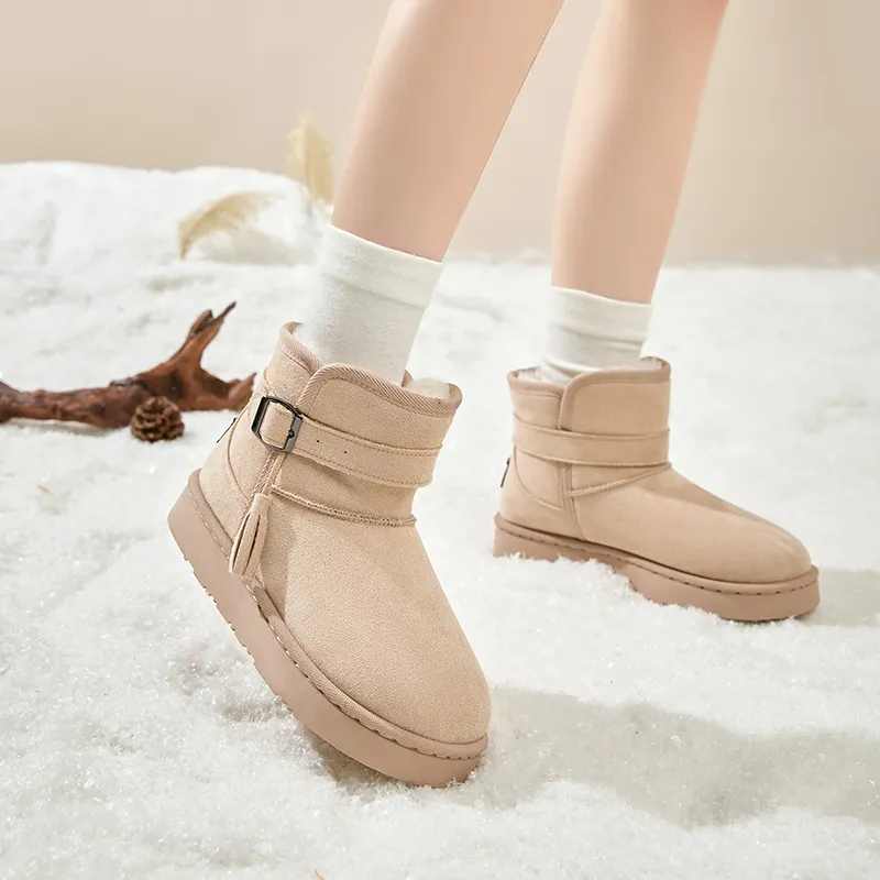 Warrior Warm Wear Resistant Slip Resistant Short Snow Boots Women's Khaki-6