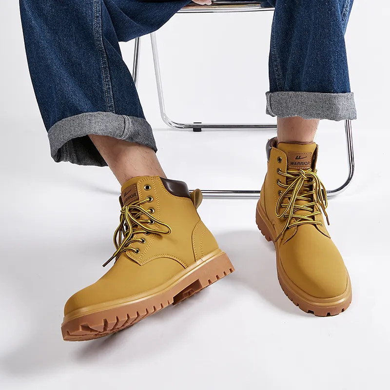 Warrior British Style Yellow Boots Crew Martin Boot Men's Brown Yellow-5