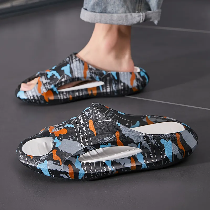 WARRIOR Slide Slippers Men Black/White/Orange-5