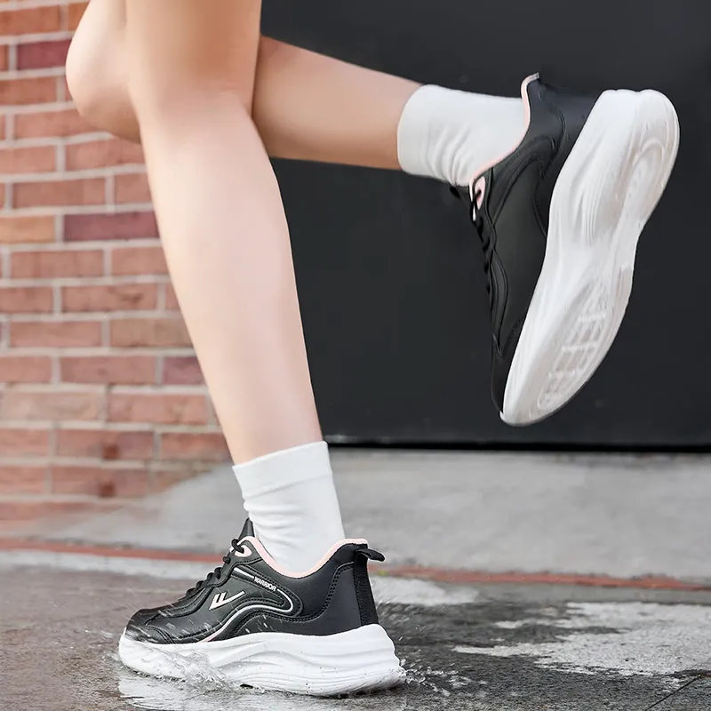 Warrior Rebound Wear Resistant Lightweight Slip Resistant Low Top Running Shoes Women's Black Pink-7