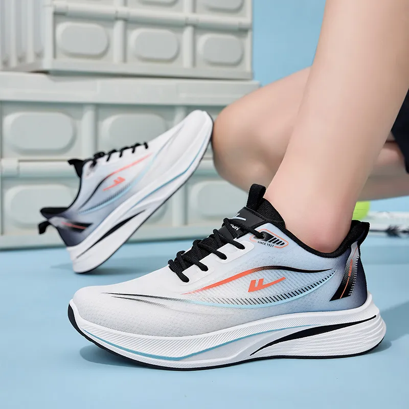 WARRIOR Running Shoes Men Low Top White Black Blue Gray-13