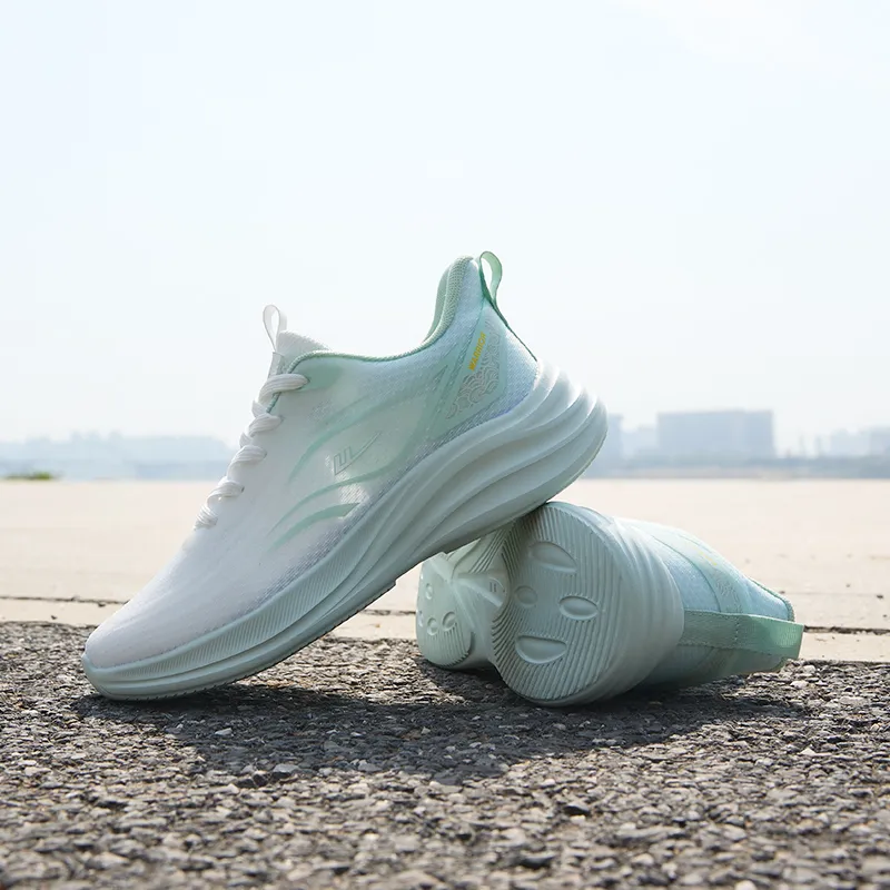 Warrior Rebound Abrasion Resistant Lightweight Breathable Slip Resistant Low Top Running Shoes Women's White Green-5