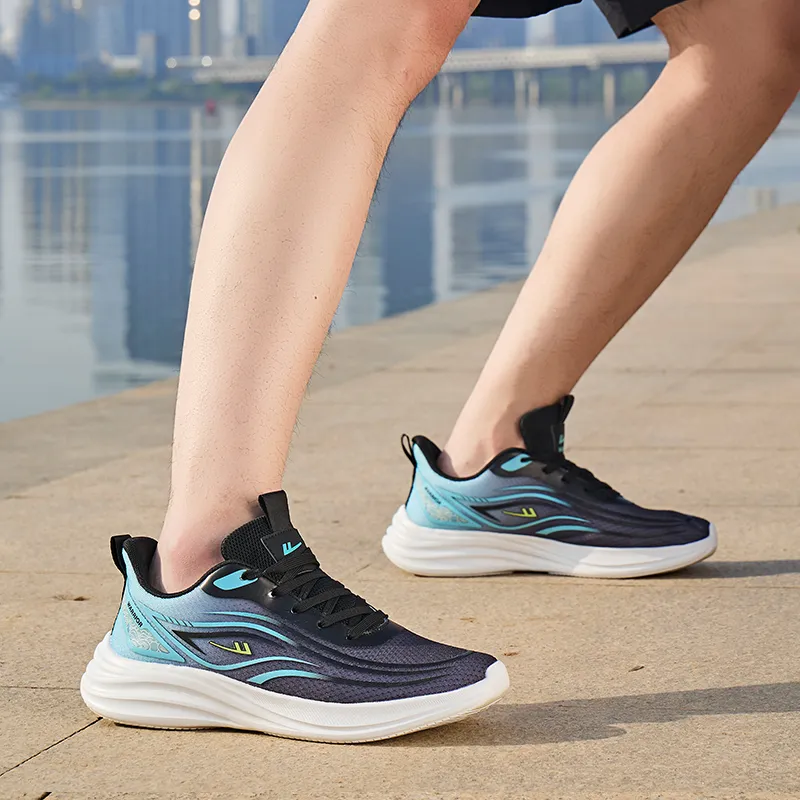 WARRIOR Running Shoes Men Low Top Blue Black-6