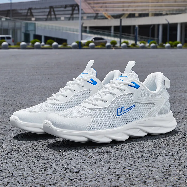 Warrior Slip Resistant, Abrasion Resistant, Breathable Low Top Casual Training Running Shoes Men's White Blue-6