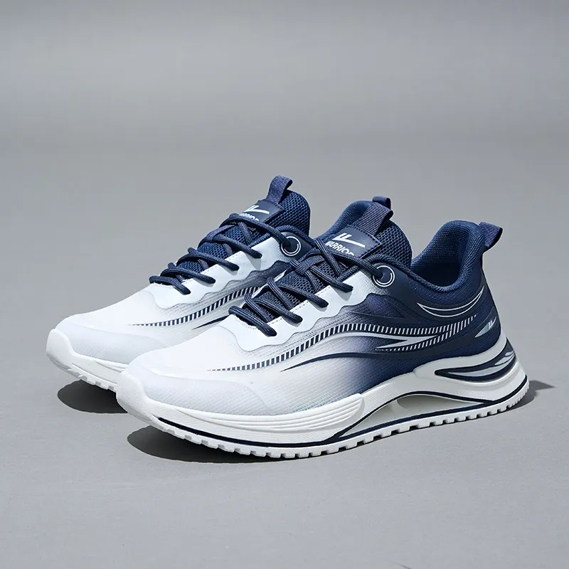 Warrior Wear resistant, Lightweight, Breathable, And Non slip. Low Top Running Shoes Men's Beige Dark Blue-6
