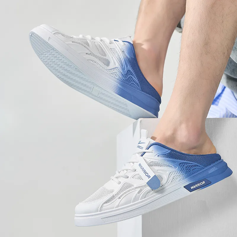 Warrior Cut Out Abrasion Resistant Closed Toe Slippers Men's White Blue-7