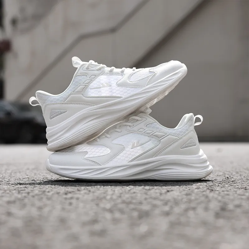 Warrior Cushioning, Slip Resistant, And Abrasion Resistant Low Top Casual Running Shoes Men's White-6