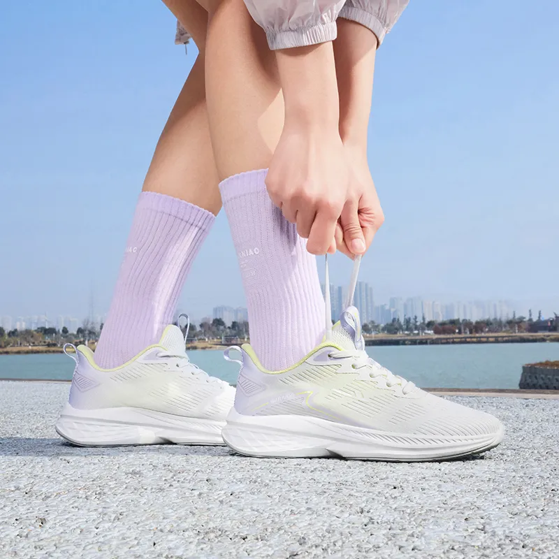 Warrior Anti-Slip And Wear-Resistant Rebound Low-Top Casual Running Shoes Women's White Purple-5