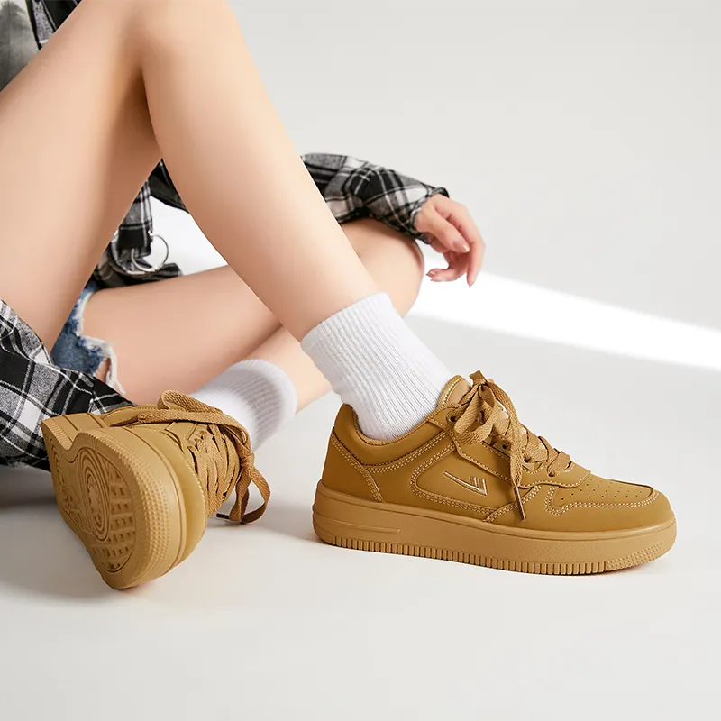 Warrior Air Force 1 Abrasion Resistant Slip Resistant Low Top Skateboard Shoes Unisex Brown-5