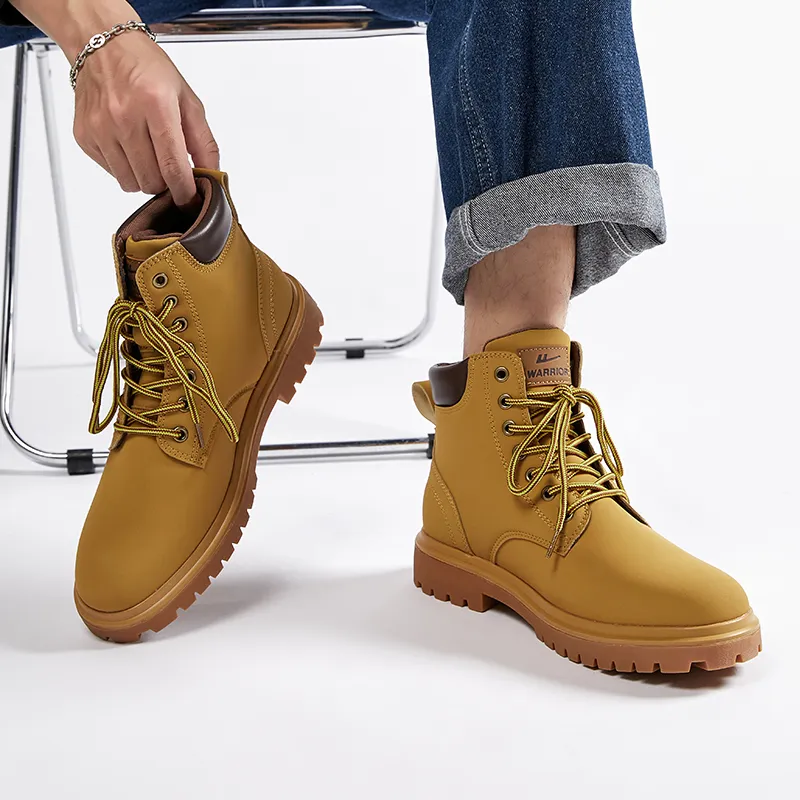 Warrior British Style Yellow Boots Crew Martin Boot Men's Brown Yellow-6