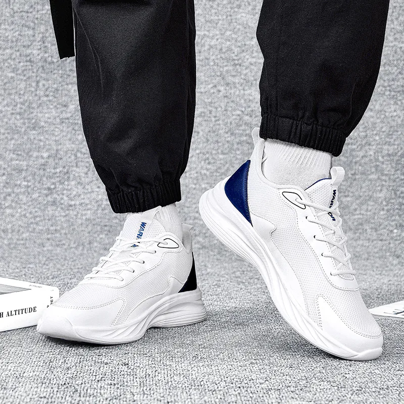 Warrior Anti-Slip And Wear-Resistant Breathable Low-Top Casual Running Shoes Men's White Dark Blue-6