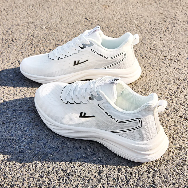 Warrior Anti Slip And Wear Resistant Lightweight Low Top Casual Running Shoes Men's White Gray-7