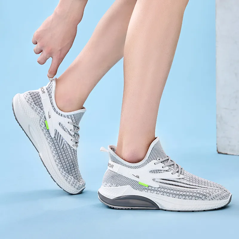 Warrior Anti Slip And Wear Resistant Breathable Low Top Casual Running Shoes Men's White Gray-7