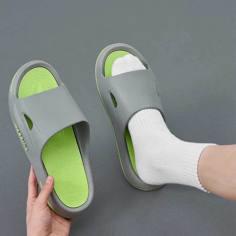 Warrior Slip Resistant Sports Slippers Men's Gray Fruit Green-7