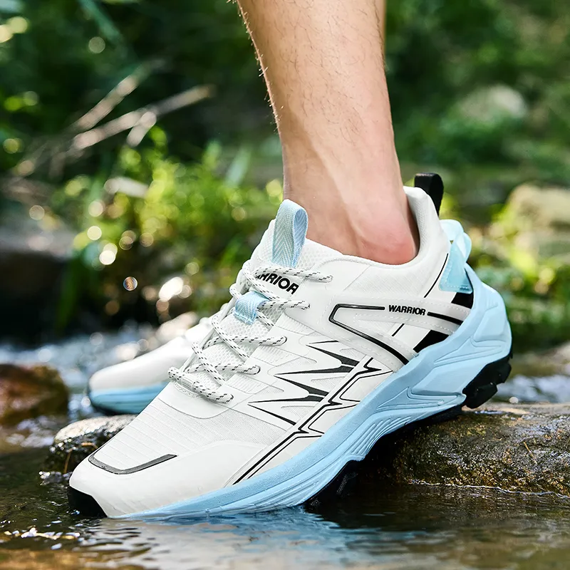 Warrior Anti Slip And Wear Resistant Breathable Low Top Casual Shoes Unisex White Black Blue-6