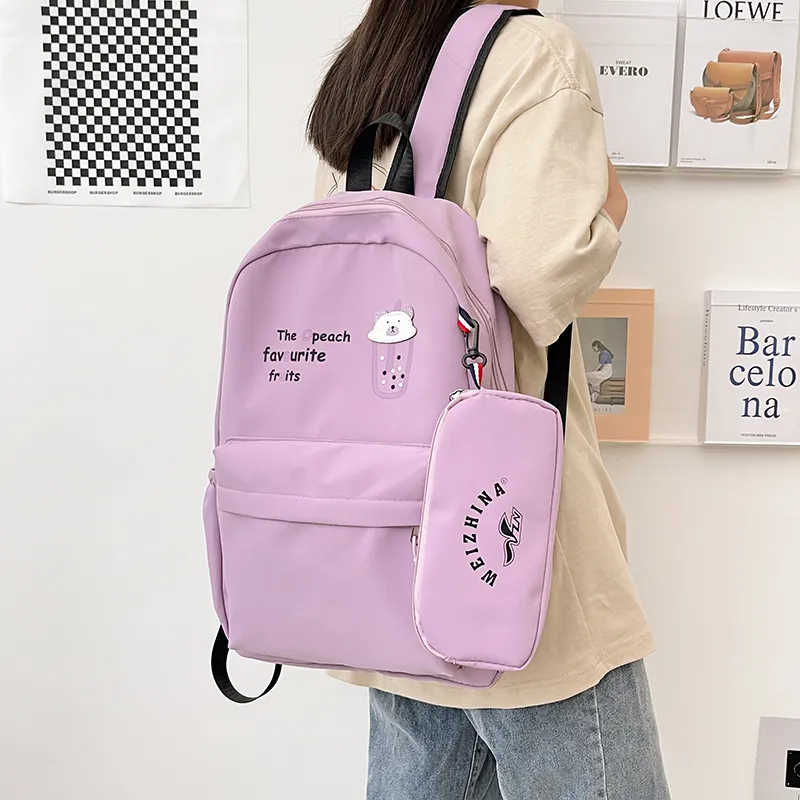 NIGEER Nylon Backpack Regular Women's Pink/Blue/Black/Pumpkin/Purple/Green-25