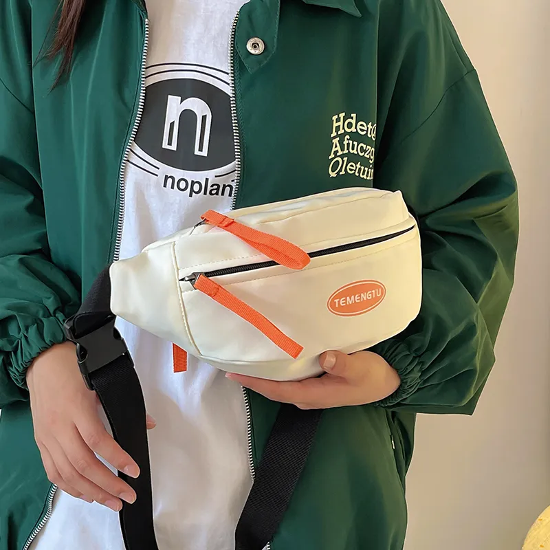 NIGEER Nylon Sling Bag Regular Women's White & Orange/White & Red/Black & Orange/Black & Green/Red-2