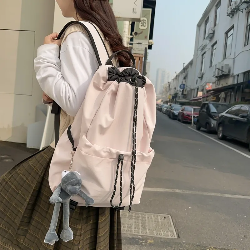 NIGEER Nylon Backpack Regular Unisex Black/Ecru/Khaki/Brick Red-12