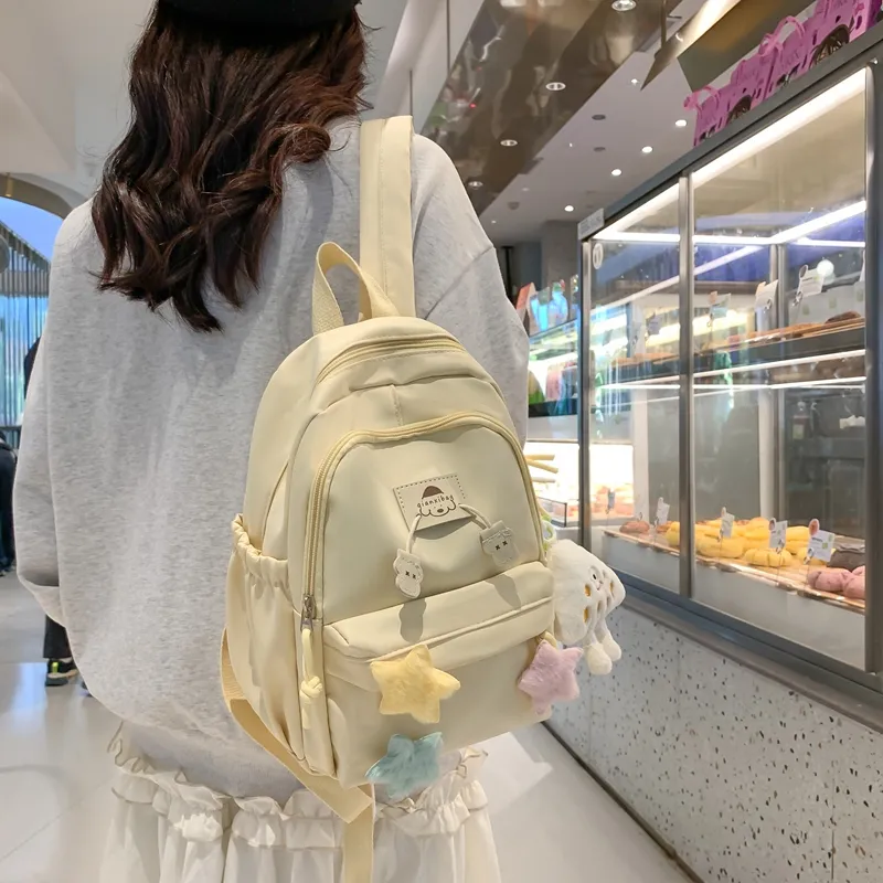 NIGEER Nylon Backpack Regular Women's Black/White/Yellow/Blue/Pink-3