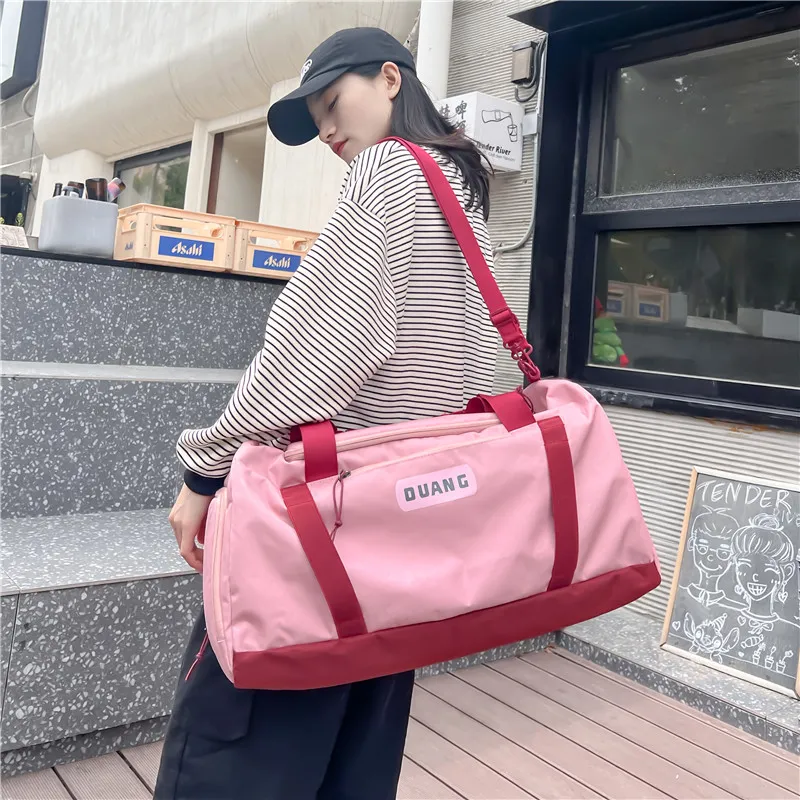 PULUWIRR Oxford Travel Bag Large Size Unisex Black/Ecru/Pink/Green-10