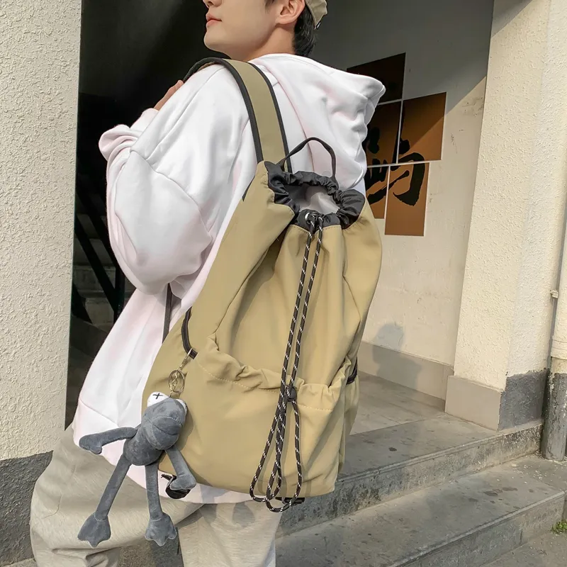 NIGEER Nylon Backpack Regular Unisex Black/Ecru/Khaki/Brick Red-7