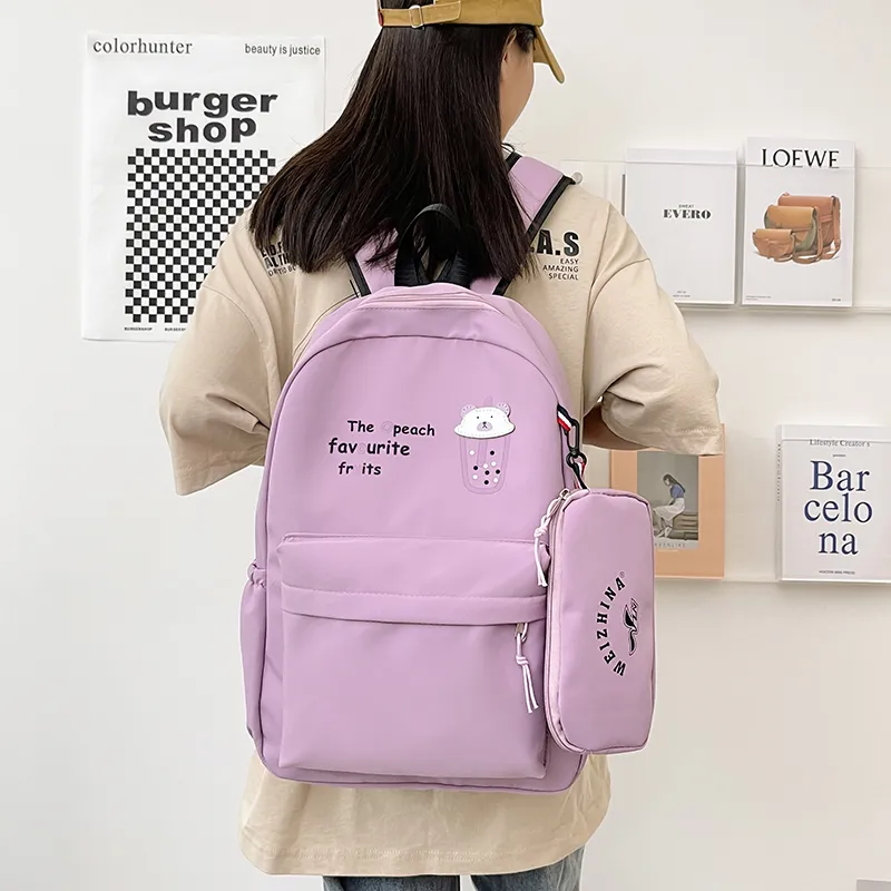 NIGEER Nylon Backpack Regular Women's Pink/Blue/Black/Pumpkin/Purple/Green-23
