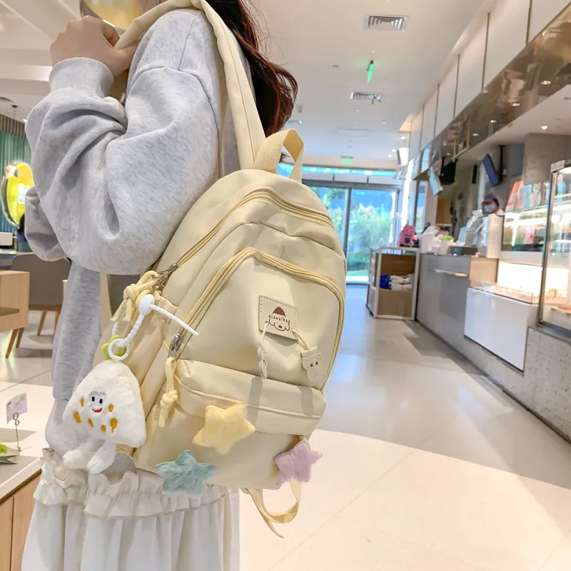 NIGEER Nylon Backpack Regular Women's Black/White/Yellow/Blue/Pink-1
