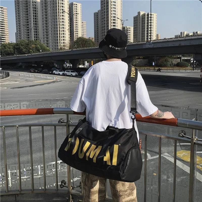 NIGEER Nylon Gym Bag Medium Size Unisex Black/Yellow/Khaki/Pink/Purple-3