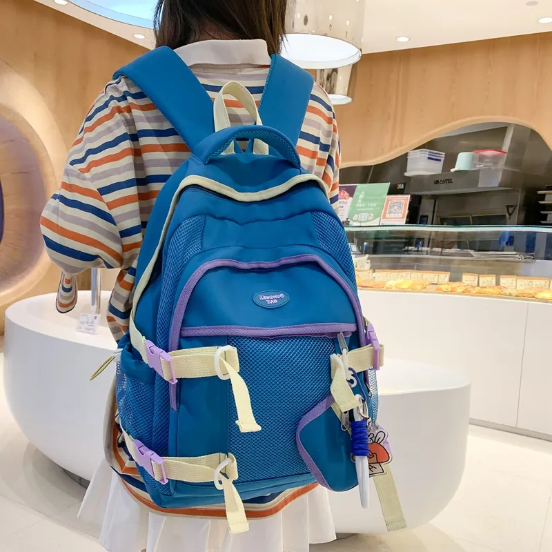 NIGEER Nylon Backpack Regular Women's Black/White/Yellow/Blue-24