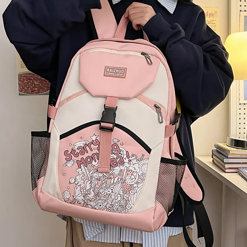 NIGEER Nylon Backpack Regular Women's Pink/Brown/Gray/Blue/Black-5