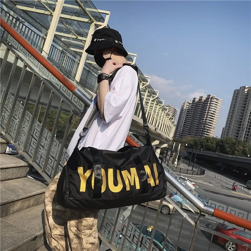 NIGEER Nylon Gym Bag Medium Size Unisex Black/Yellow/Khaki/Pink/Purple-1