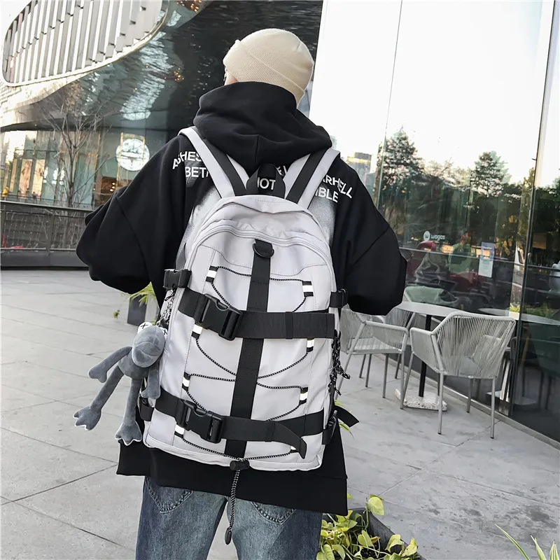 NIGEER Nylon Backpack Regular Unisex Black/Light Gray-6