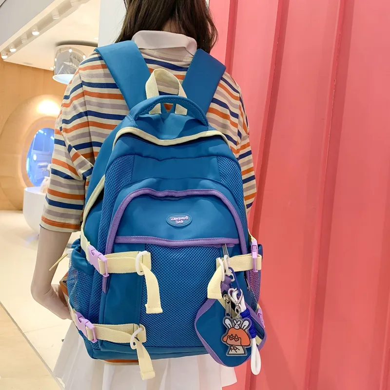 NIGEER Nylon Backpack Regular Women's Black/White/Yellow/Blue-30