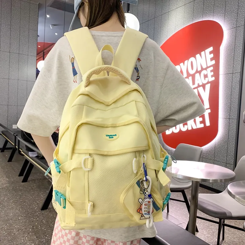 NIGEER Nylon Backpack Regular Women's Black/White/Yellow/Blue-18