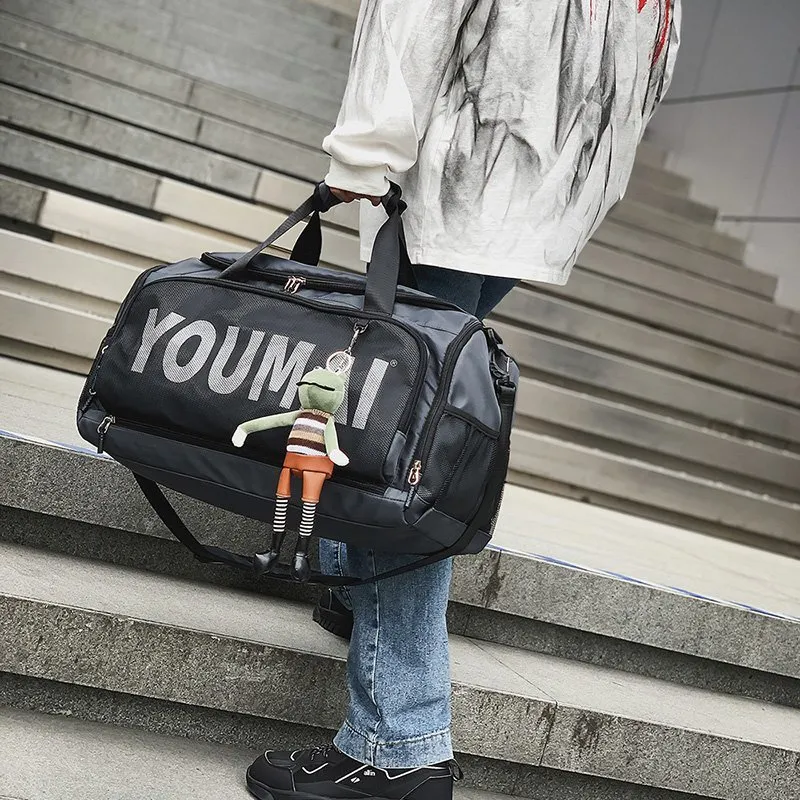 NIGEER Nylon Gym Bag Large Size Unisex Black/Red/Khaki/Pink/Dark Gray-13