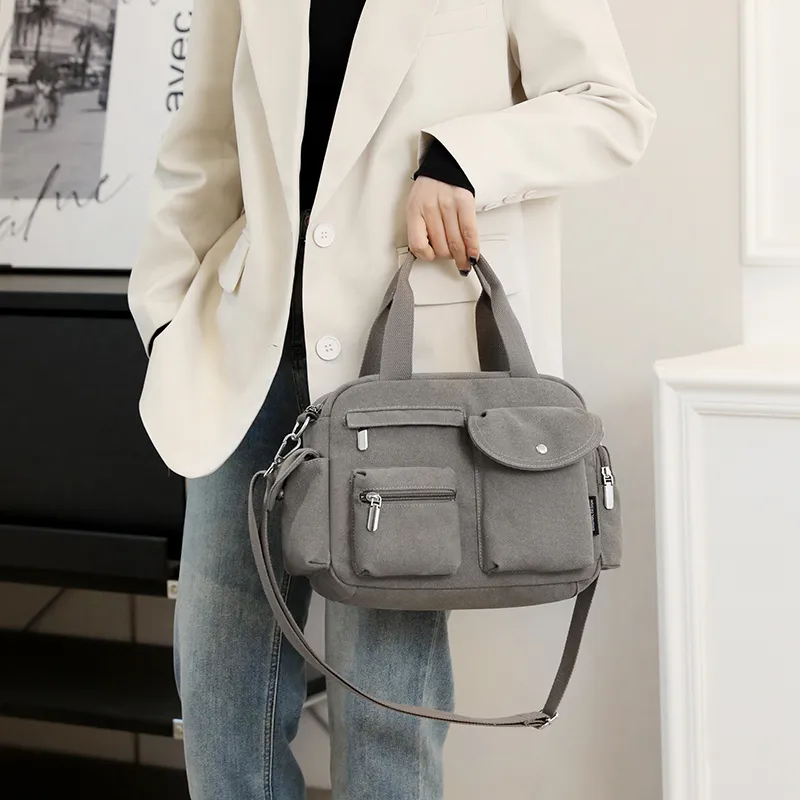 NIGEER Nylon Canvas Bag Briefcase Shoulder Bag Crossbody Bag Handbag Regular Women's Khaki/Gray/Blue/Black/Army Green-9