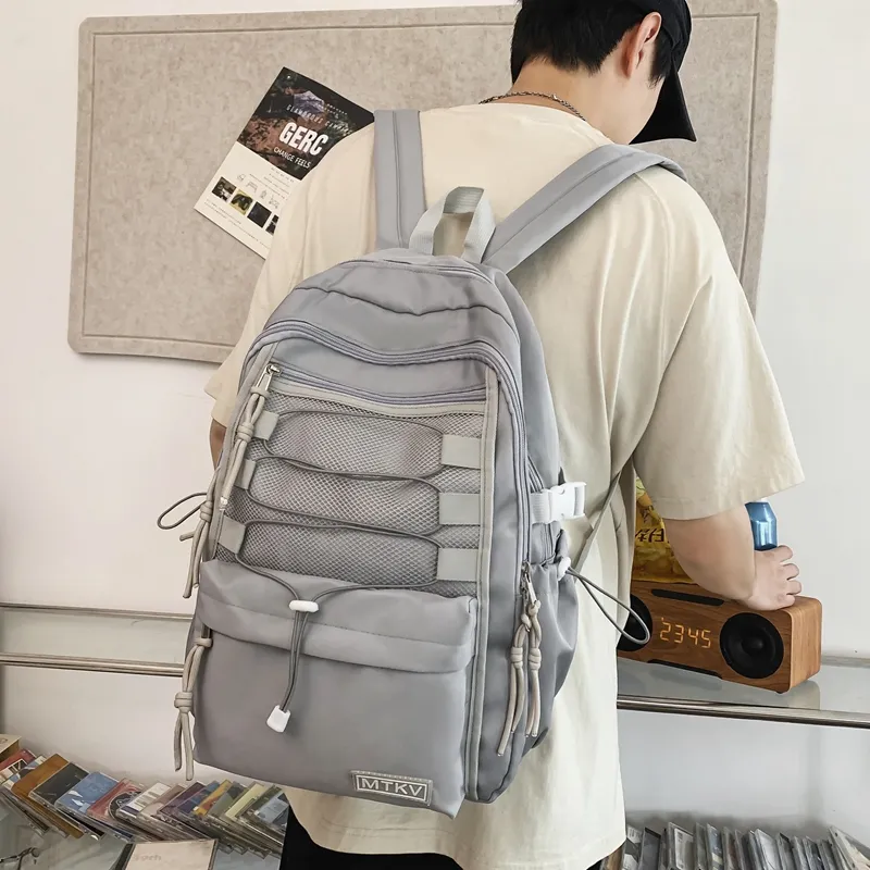 NIGEER Nylon Backpacks Backpack Regular Unisex Black/Purple/Gray/Brick Red-10