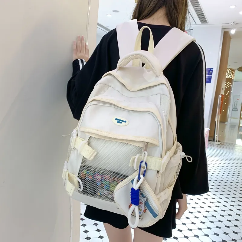 NIGEER Nylon Backpack Regular Women's Black/White/Yellow/Blue-9