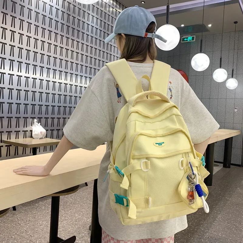 NIGEER Nylon Backpack Regular Women's Black/White/Yellow/Blue-16