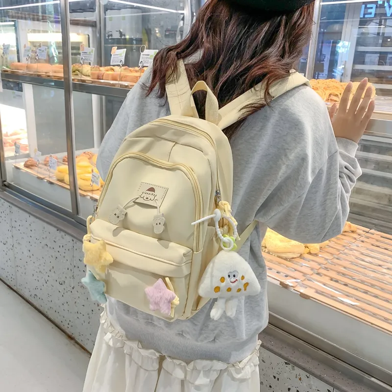 NIGEER Nylon Backpack Regular Women's Black/White/Yellow/Blue/Pink-4