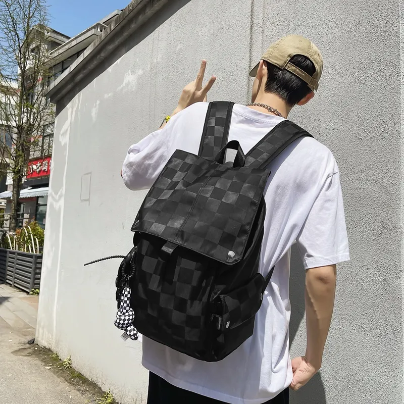 NIGEER Nylon Backpack Regular Unisex Black/White-3