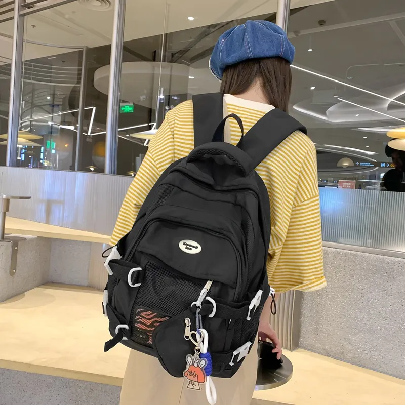 NIGEER Nylon Backpack Regular Women's Black/White/Yellow/Blue-2
