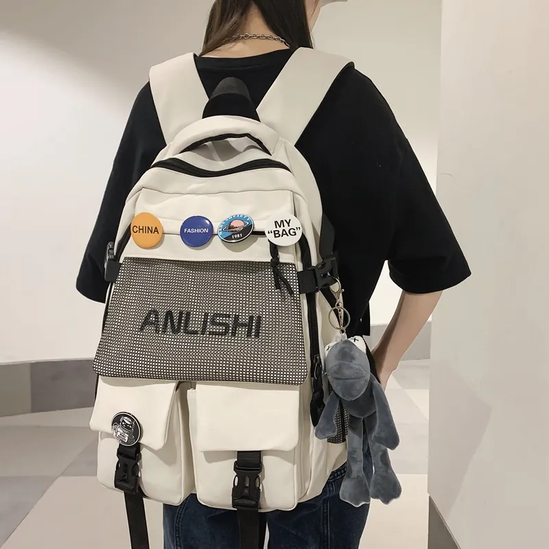 NIGEER Nylon Backpack Regular Unisex Black/White/Blue/Gray-9