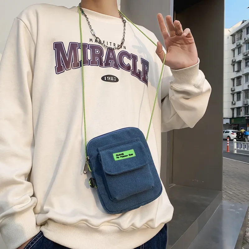 NIGEER Canvas Canvas Bag Small Bag Coin Purse Shoulder Bag Crossbody Bag Small Size Unisex Black/White/Khaki/Blue-27