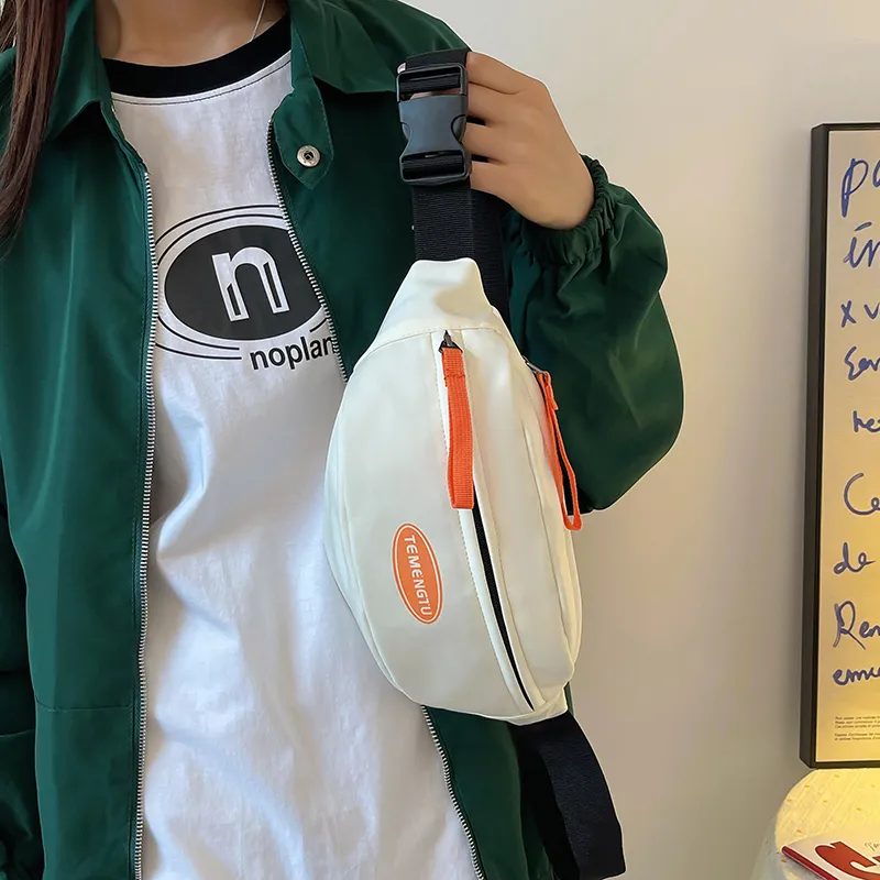 NIGEER Nylon Sling Bag Regular Women's White & Orange/White & Red/Black & Orange/Black & Green/Red-1